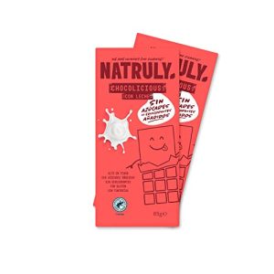 NATRULY Tableta de Chocolate con Leche sin Azúcar y sin Edulcorantes con Fibra de Achicoria, sin Gluten -Pack 2x85 g