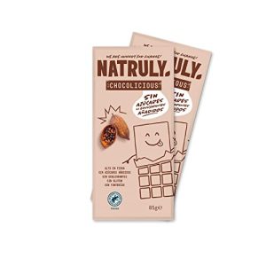 NATRULY Tableta de Chocolate Negro sin Azúcar y sin Edulcorantes con Fibra de Achicoria, sin Gluten, Chocolate 72% -Pack 2x85 g