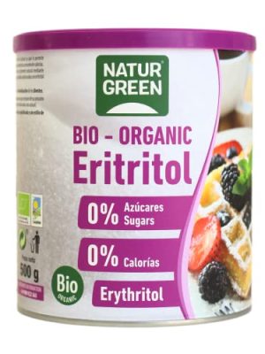 NaturGreen - Eritritol Bio, Edulcorante Natural, Orgánico, Ecológico, Sustutivo del Azúcar, Bajo indice Glucémico, 500 g