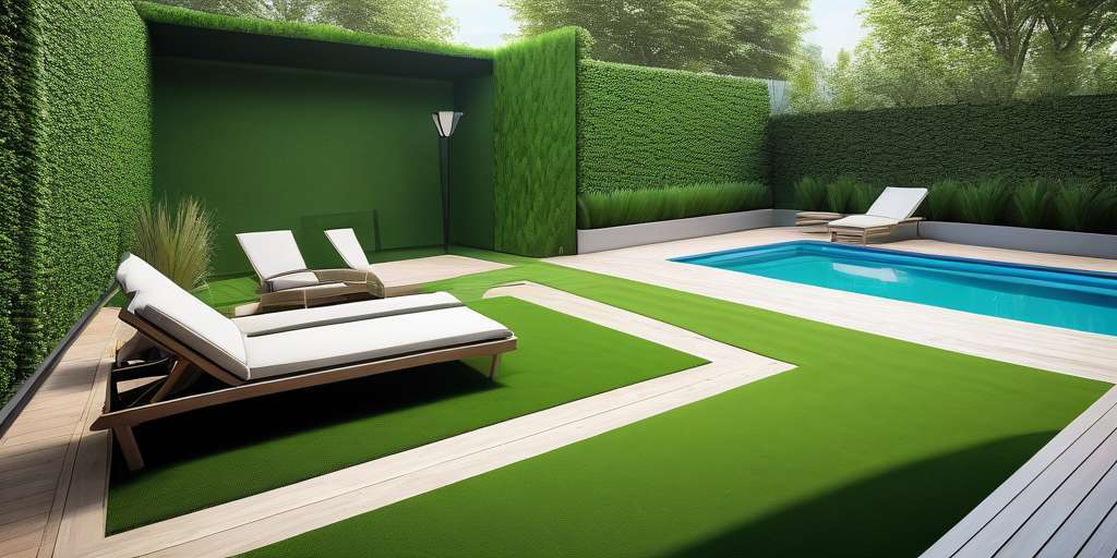 bonito jardin con cesped artificial
